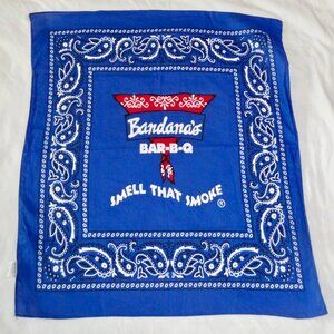 BANDANA'S BAR-B-Q SMELL THAT SMOKE BLUE BANDANA WITH RED, WHITE, BLACK